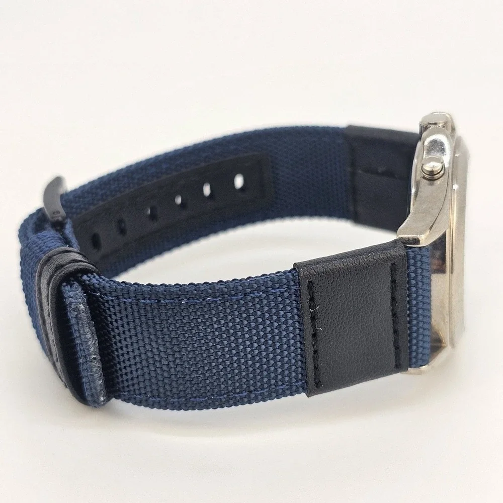 Advance Men Watch 40MM White Dial Blue Canvas Bands NewBattery LIGHT NOT WORKING